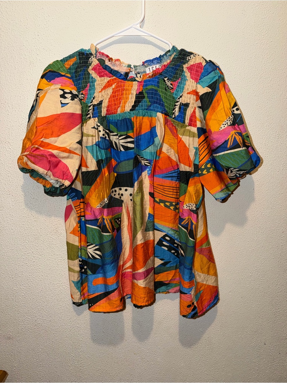 TCEC Multicolor Smocked Boho Top
